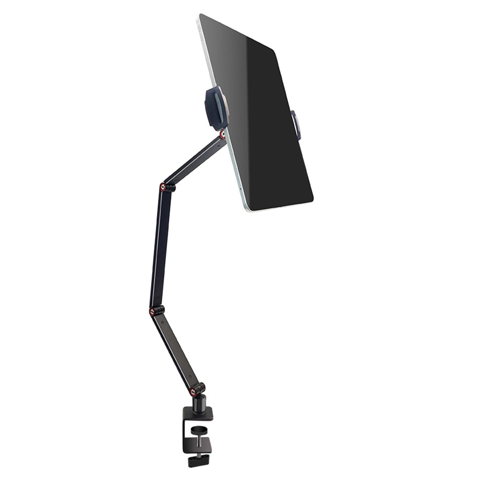 Przenośny metalowy stojak na tablet |Regulowane długie ramię do biurka/łóżka/domu |Clip - stojak na telefon dla wielu urządzeń |Solidny i przestronny – oszczędność