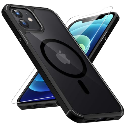 TAURI fĂĽr iPhone 12/12 Pro HĂĽlle 6,1" mit Schutzfolie - Schwarz