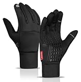 Touch Screen Winter Gloves Men Women for Running Cycling Driving, Warm Gloves in Cold Weather for Bike Hiking Skiing (Black, Medium)