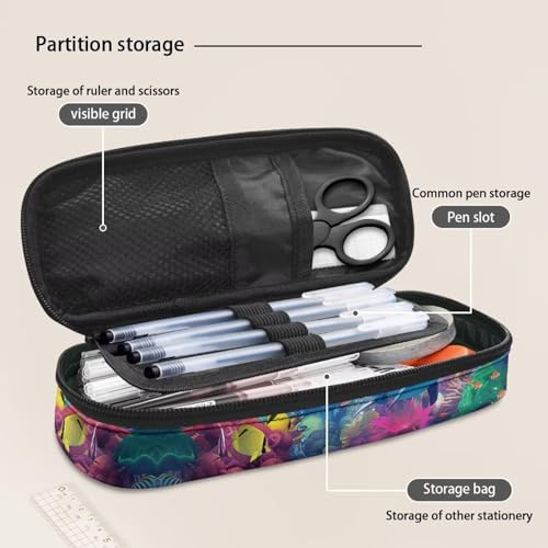 Image of Dolphin Pencil Case Kids Pen Holder for Girls Zipper Pencil Bag Stationery Organzier Storage Pouch with Compartment for Teen Girls Boys Teacher Student Women School Classroom