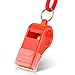 Hipat Red Emergency Whistles with Lanyard & Mouth Grip, Loud Crisp Sound, Plastic Whistle Ideal for Lifeguard, Self-Defense and Emergency