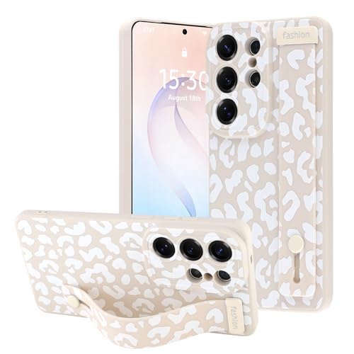 OOK Case for Samsung Galaxy S26 Ultra with Finger Strap White Leopard