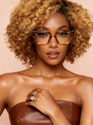 Image of Cyxus 99% Oversized Blue Light Blocking Glasses Women Men Chunky Rectangle Chic Preppy Frame Computer 8143