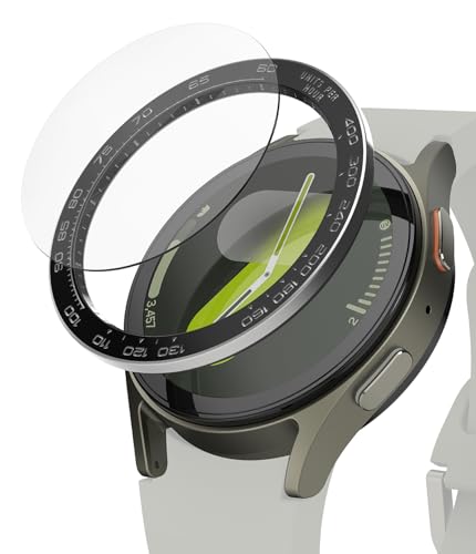 Image of Ringke Bezel Styling & Glass Compatible with Samsung Galaxy Watch 7 40mm [Combo] Anti-Scratch Stainless Steel Frame Ring Cover with HD Clear Tempered Glass Screen Protector - 40-98 (ST) Black