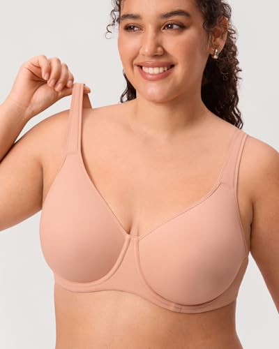 Image of DELIMIRA Women's Inbarely Plus Full Coverage Bra Plus Size Underwire Unlined Seamless Bras