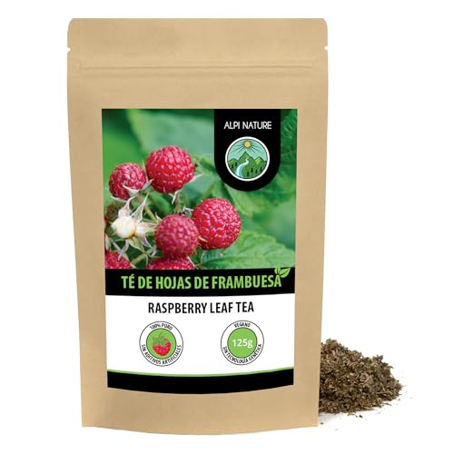 Alpi Nature Té de Hojas de Frambuesa 125g, Hojas de Frambuesa Secas y Cortadas, Té Suelto