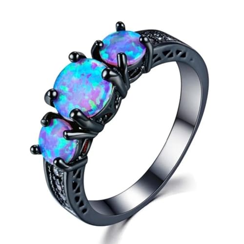 Bijoux de fête anneaux ring pour hommes et femmes avec imitation opale bleue