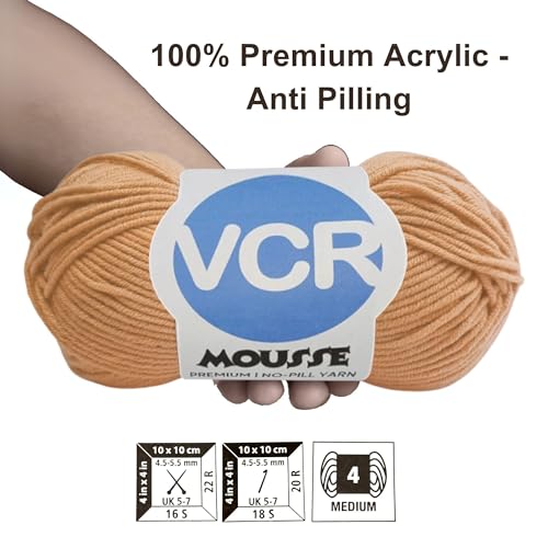 Image of VCR 4ply Brownish Beige Yarn, 100 Grams Hank, 190 Meters Length, Acrylic Ball for Crochet and Knitting, Soft Crosia Threads, Pack of 1 Yarn, Suitable for DIY Crafts