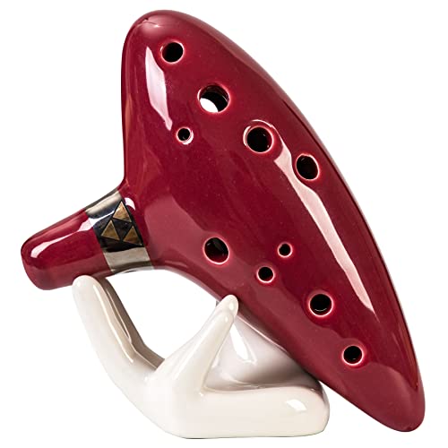 Mulucky Ocarina 12 Tones Alto C with Song Book Display Stand Neck Cord - Red Brown - Image 3