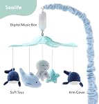 The Peanutshell Crib Mobile for Boys or Girls - Light and Dark Blue Musical Baby Crib Mobile with 12 Lullabies, Ocean Baby Nautical Nursery Decor