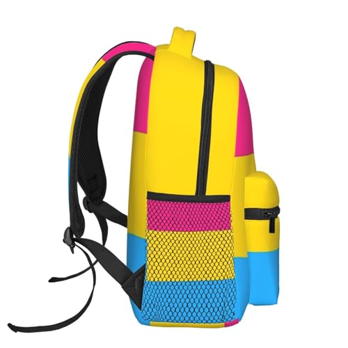 Pansexual Pride Flag Backpack Large Capacity Lightweight Casual Travel Sports Backpack 11.4X7.8X15.7 inch3