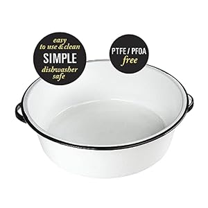 Granite Ware Enamel on Steel Dish Pan with handles, 15-Quart capacity, Speckled White Granite Ware Enamel on Steel Dish Pan with handles 15 Quart capacity Speckled White