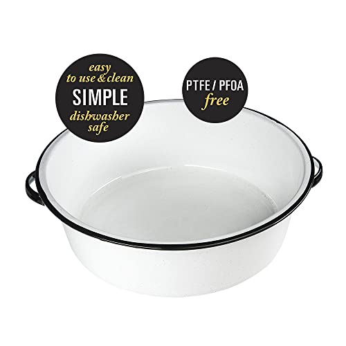 Granite-Ware-Enamel-on-Steel-Dish-Pan-with-handles-15-Quart-capacity-Speckled-White Granite Ware Enamel on Steel Dish Pan with handles 15 Quart capacity Speckled White