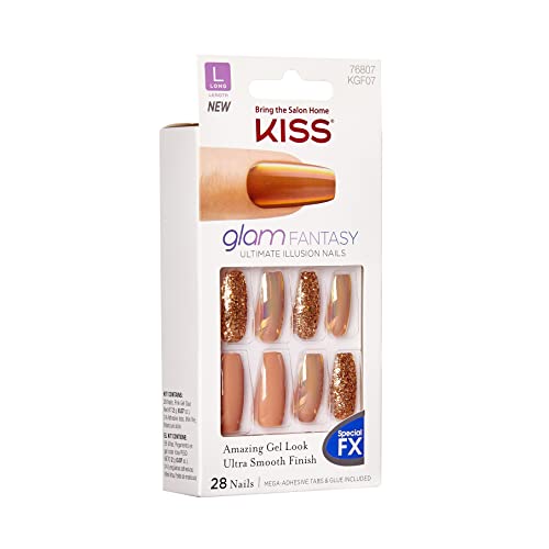 KISS Glam Fantasy Ultimate Illusion Nails, kit especial FX de unhas de gel falso, 