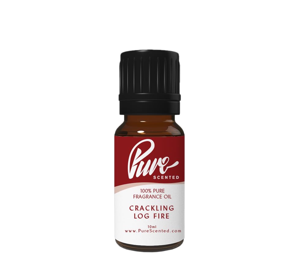 Pure Scented 10ml Fragrance Oils - 1 x 10ml Suitable for Candles, Soaps, Slime, Diffusers, Cosmetics, Wax Melts, Designer (1 x 10ml, Crackling Log Fire)
