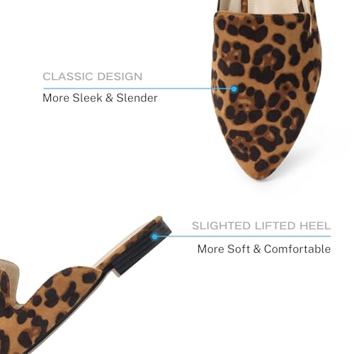 Image of MUSSHOE Women's Pointed Toe Mule Flats: Comfortable Lightweight Slip On Backless Loafers with Memory Foam for Office Work & Dressy Casual Wear
