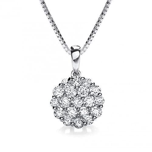 Koguxuix Fashion Jewelry 925 Sterling Silver Full Shiny CZ Crystal Flower Ball Pendant Necklace for Women