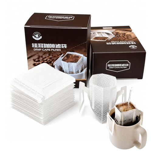 50Pcs Portable Coffee Filter Bag with Hanging Ear Design Disposable Drip Coffee Filter Paper Bag single Serve Pour Over Coffee Filter for Travel Camping Home and Office