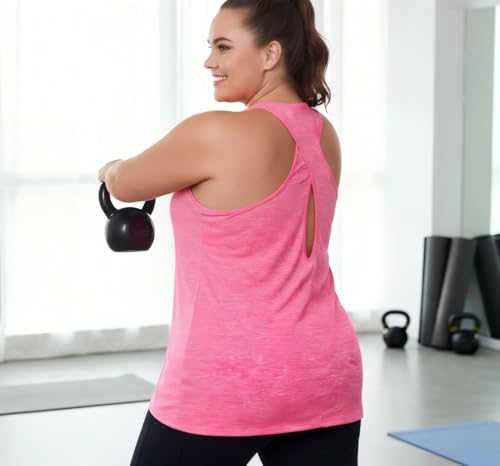 Image of ForHailey Women's Plus Size Cross Back Workout Tank Tops Athletic Shirts