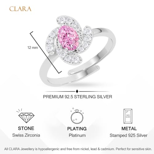 Image of Clara 925 Sterling Silver Minimal Daily Wear Adjustable Ring for Women | Gift for Birthday Anniversary | Rakhi Rakshabandhan Gift for Sister Bhabhi |Platinum Plated | Swiss Zirconia