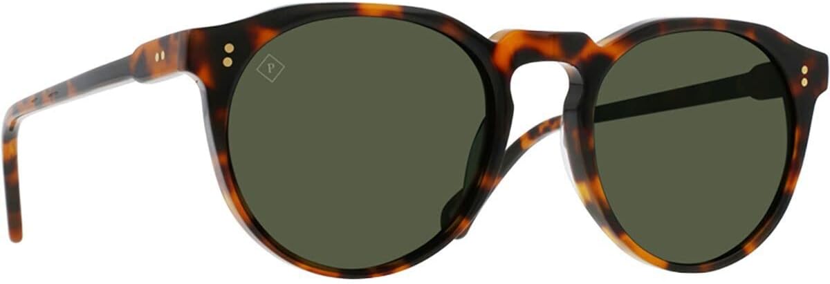 RAEN Remmy 49 Round Acetate Sunglass, Huru Green Polarized Lens, 52