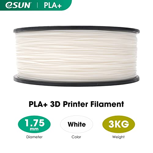 Image of eSUN PLA+ Filament 1.75mm, Enhanced Toughness 3D Printer Filament PLA Plus, Dimensional Accuracy + /- 0.03mm, 3KG Spool (6.6 LBS) 3D Printing Filament for 3D Printers, White