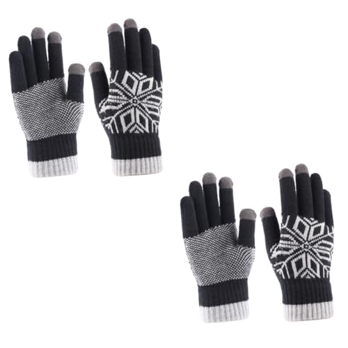 Guantes de invierno para hombre de punto negro LIFKOME 2 pares
