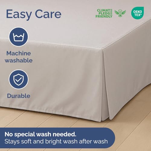 Pleated Bed Skirt Full Size - 3 Sided Pleated Bed Skirt Full - Ultra-Soft, Easy Fit with 12 Inch Tailored Drop - Hotel Quality, Wrinkle & Fade Resistant - for Women, Men, Kids and Teens - Light Grey
