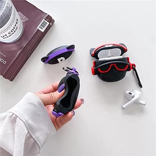 Image of Compatible with Airpods 4 (2024) Pouch Case Cover, Soft Silicone Case Cover with Key-Chain, 360 for Airpods 4 Gen Full Protective Pouch Case (Hip Hop Red)
