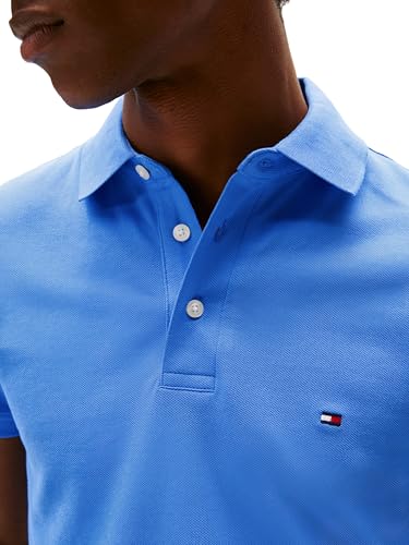 Image of Tommy Hilfiger Men's Short Sleeve Polo Shirts in Slim Fit with Stretch and Organic Pique Cotton