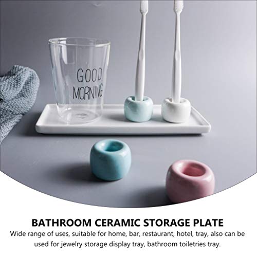 Cabilock 2 Unidades Placa Cerâmica Retangular Bandeja De Armazenamento De Cerâmica Suporte De Prato