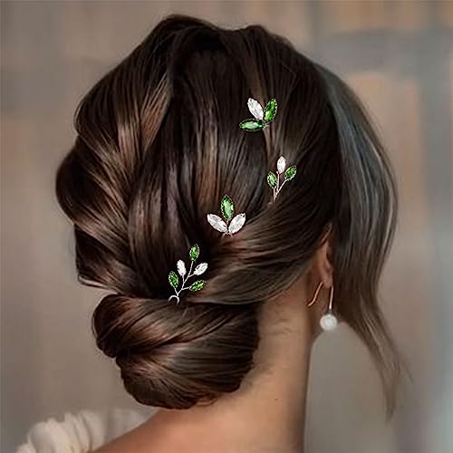 Pinzas para cabello nupcial con cristal verde, pack de 4 miniatura 5