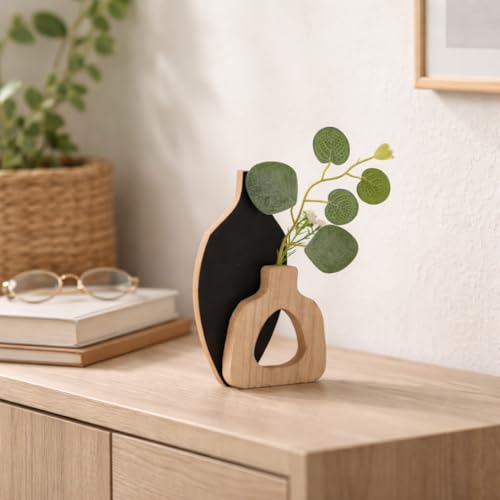 Image of CraftVatika Wooden Decoratve Showpiece for Home Decor Artificial Flower Holder Home Decoration Items for Living Room Wall Shelf Corner Tabletop Birthday Housewarming for Man Woman