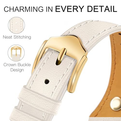 Image of JR.DM Slim Leather Bands Compatible with Apple Watch Band 38mm 40mm 41mm 42mm 44mm 45mm 46mm 49mm, Genuine Leather Band with Charms, Feminine Design for Iwatch Ultra SE Series 11 10 9 8 7 6 5 4 3 2 1