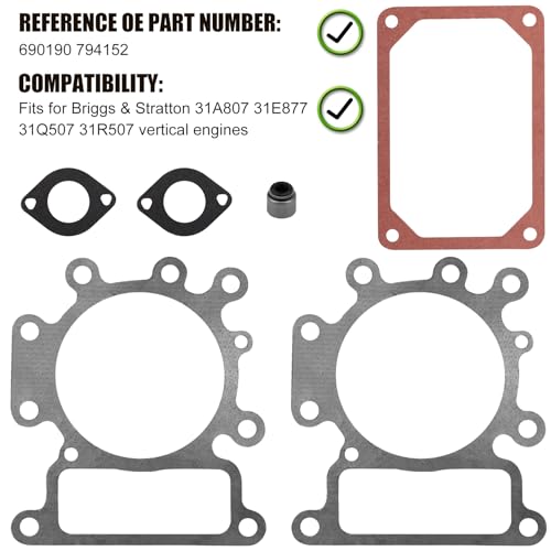 Image of Engine Valve Head Gasket Set, Valve Cover Gasket Seal Kit Intake Gasket for Briggs Stratton 794152 690190 Engine 31A807 31E877 31Q507 31R507