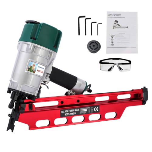 Image of Mexican Style 9021NS Framing Nailer 21 Degree 3-1 /2 inch with Depth Adjustment Professional Air Nail Gun, San Judas Tadeo