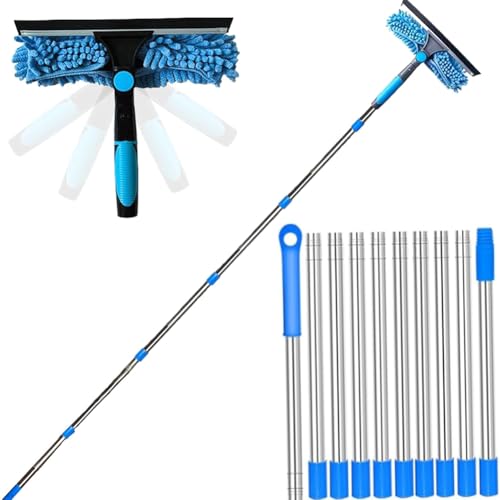 Kit de limpieza de ventanas exterior e interior con poste de extensión modular 7