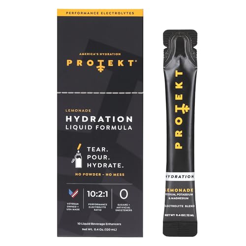 Protekt Electrolytes Hydration Packets | Liquid Electrolytes for Hydration & Recovery| Organic & Sugar Free Electrolytes Drinks | Works Faster Than Electrolytes Powder Packets | Lemonade, 10 Pack