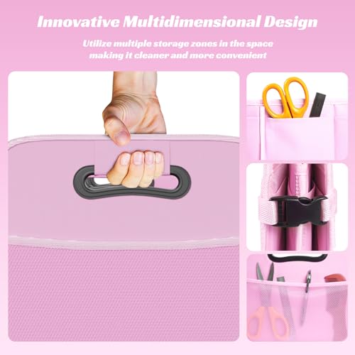 Image of Sposuit Trunk Organizer for Car - 70L Collapsible Sturdy Car Storage, Pink | 11 Pockets & Reinforced Handles, Large Capacity, SUV Trunk Organizers for Grocery Cargo, Non-Slip Bottom