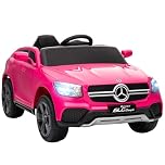 AIYAPLAY Mercedes-Benz GLC Coupe Licensed Kids Ride on Car, 12V Battery Powered Kids Electric Car with Remote Control, Soft Start, LED Light, Music, MP3, 3 Speed, for 3-6 Years, Pink