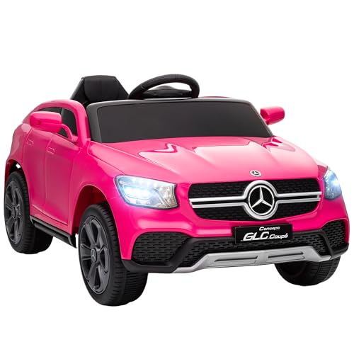 AIYAPLAY Kinder Elektroauto 12V Mercedes-Benz Concept GLC Coupe Kinderauto mit Fernbedienung, 2 Motor, 3 Geschwindigkeiten, Kinderfahrzeug mit Softstart, MP3, USB, LED, Hupe, für 3-6 Jahre, Rosa