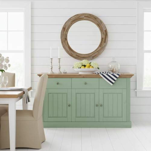 Image of APRODZ Solid Wood Alegre Sideboard Storage Cabinet for Living Room | Misty Teal