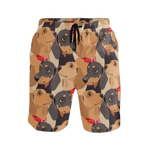 Men's Swim Trunks Dog Dachshund Board Shorts Quick Dry Swimsuit Swimwear Holiday Party Bathing Suit