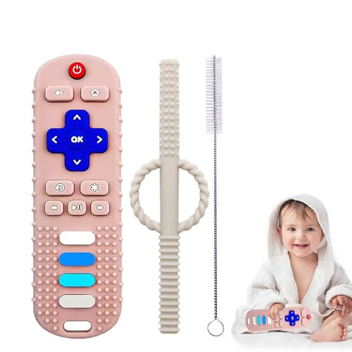 Image of Silicone Baby Teething Toys,Remote Control Teether for Babies 0-18 Months,Baby Chew Teether Toys for Infant and Toddlers,BPA Free(Khaki)