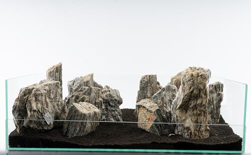 Glimmer Wood Rock | Echter Stein Aquarium Deko | Naturstein für natürliche Aquarienlandschaft | 1 Stein | Größe M