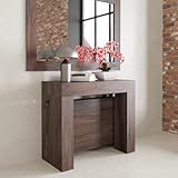 Dimensioni versatili: Consolle chiusa: 90x40x77 cm. Lunghezza variabile aperta: con un'allunga 92 cm, con 2 allunghe 144 cm, con 3 allunghe 196 cm, con 4 allunghe 248 cm, con 5 allunghe 300 cm. Accoglie fino a 14 persone.