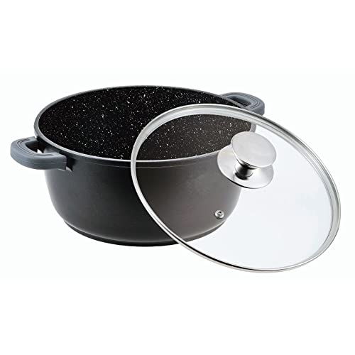 Olla de 10 L de aluminio fundido antiadherente, para inducción, 32 cm, con tapa de cristal