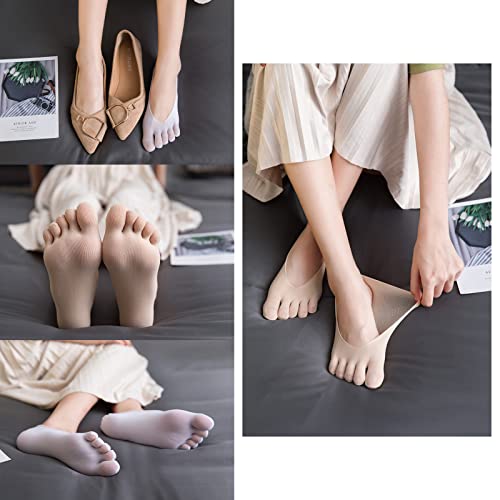5 Pair Ortho Toe Compression Socks, No Show Socks, Toe Socks For Women Five Finger Socks, Full Toe Yoga Socks (Women-B Set) #TOP4