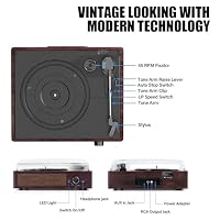 Vinyl Record Player Turntable with Built-in Bluetooth Receiver & 2 Stereo Speakers, 3 Speed 3 Size Portable Retro Record Player for Entertainment and Home Decoration — image 2
