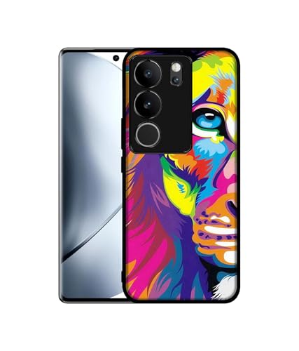 Image of Lion Design Premium 2D Printed Metal Back Case Cover for Vivo V29 5G / V29 Pro 5G